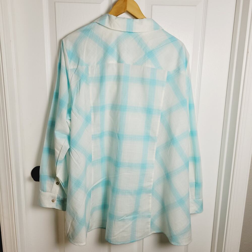 Soft Surroundings Womans 3X Teal Tunic Plaid Pastel Spring Easter Lagenlook Boho - Picture 5 of 10